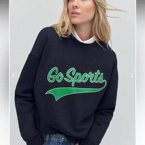 FAVORITE DAUGHTER GO SPORTS NAVY GREEN PULLOVER SWEATSHIRT NEW NWT SIZE M MEDIUM
